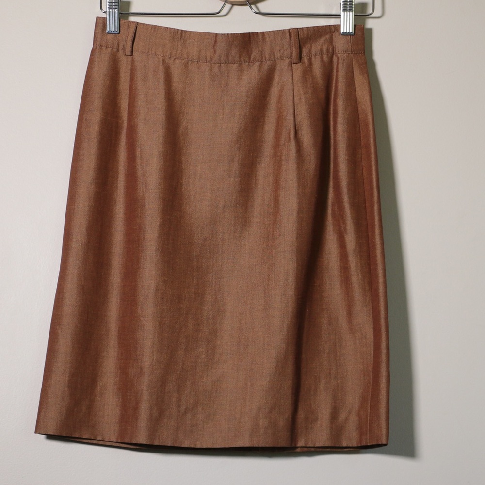Vintage Pencil Skirt wool linen blend bronze brown women’s size 8